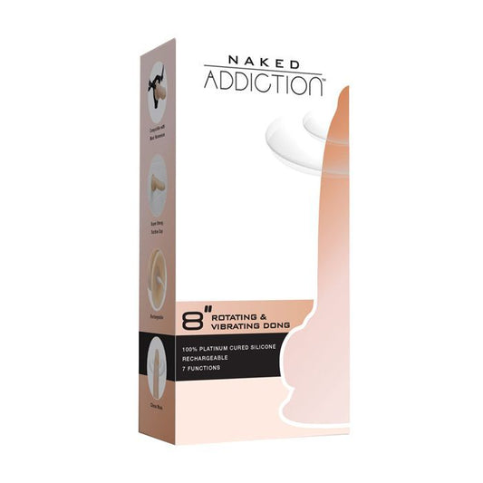 NAKED ADDICTION 8' ROTATING & VIBRATING DONG - FLESH