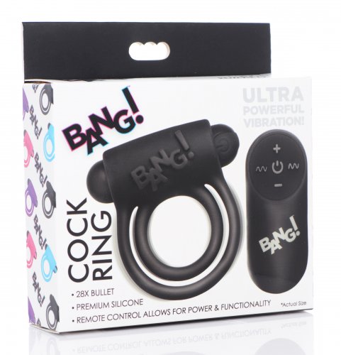 BANG! VIBRATING RING W/REMOTE - BLACK