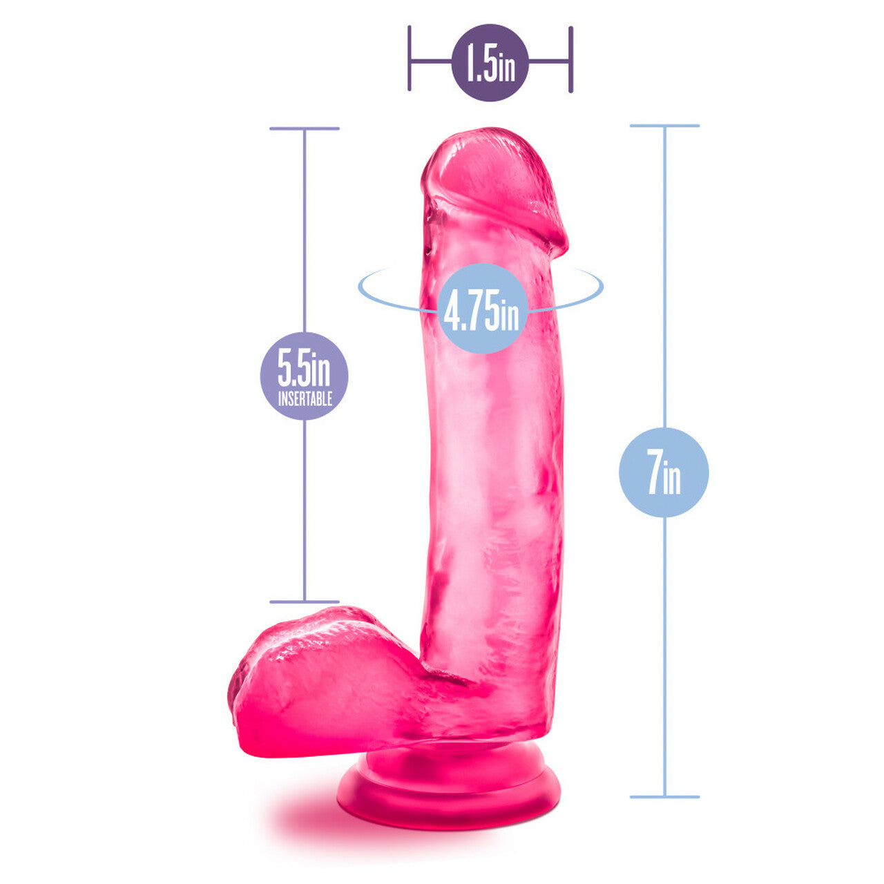 BLUSH B YOURS SWEET N HARD 1 W/ SUCTION CUP - PINK