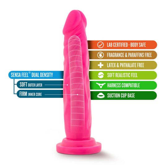 BLUSH NEO 7.5" DUAL DENSITY COCK - NEON PINK