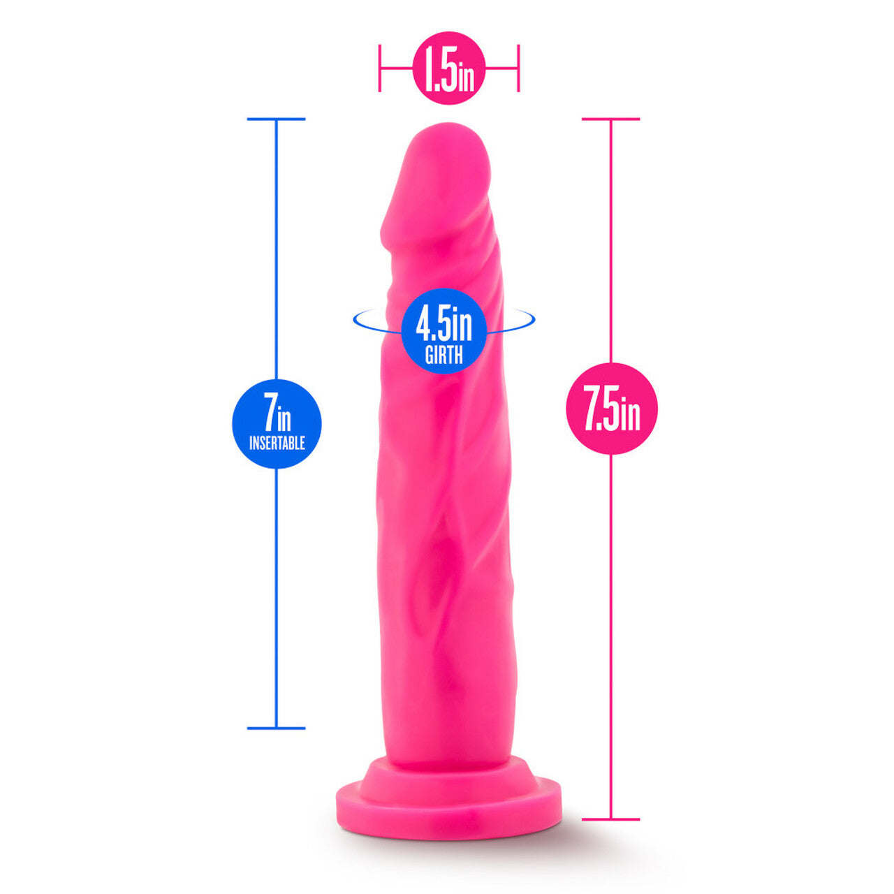 BLUSH NEO 7.5" DUAL DENSITY COCK - NEON PINK