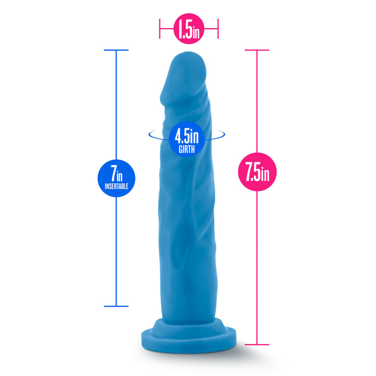 BLUSH NEO DUAL DENSITY 7.5" COCK - NEON BLUE